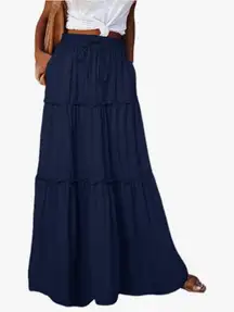 Navy Blue Tiered Maxi Skirt for Women Size Large New Never Worn