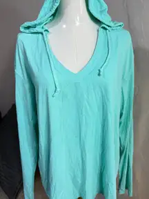 L.L.Bean Women’s Lightweight Hooded Pullover Long Sleeve Top Seafoam Aqua large