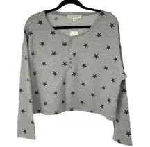 Row A Gray Black Stars Cropped Sweatshirt XL NWT