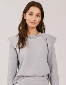 Something Navy Meghan Ruffle Detail Long Sleeve Sweatshirt Size Medium