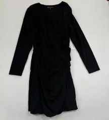 Athleta Wilder Long‎ Sleeve Dress XL Black Pima Cotton Modal Tuck Detail NWT