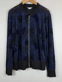 Ariat Jacket Women's L Black Blue Paisley Velvet Burnout Zip Whimsigoth Fairy