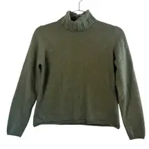Geneva Petite 100% Cashmere Sweater P/M‎ Green Turtleneck Softcore Quiet Luxury
