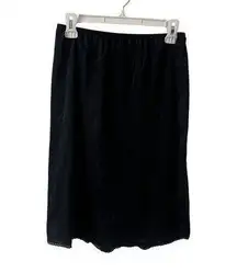 Vanity fair Large Black Slip Skirt Lace Trim Side Slit Simple Lingerie Basic