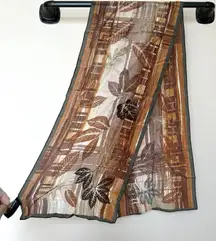 Jones New York Silk Scarf Multicolor Leaf Print Fall Foliage Earth Tones Fairy