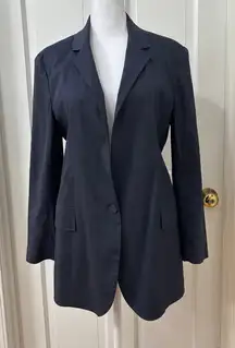 Theory Blazer Linen Bl Fitted‎ Unlined 4 Navy Single Button Jacket Old Money