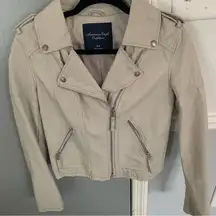 American Eagle Faux Leather Jacket Size Small Color Bone