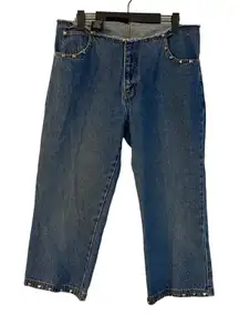 No Boundaries Y2K Capri Jeans Size 13 Low Rise Studded Medium Wash