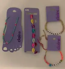 Claire’s 2 Beaded Anklets and 2 Beaded Bracelets. New