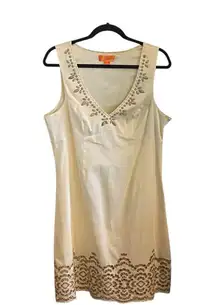 Hale Bob Embroidered lace & beaded detail  Cream Sleeveless Dress resortwear