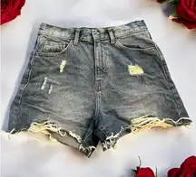 Nasty Gal Womens Blue Denim Cut Off Shorts Size 6 Distressed Cotton
