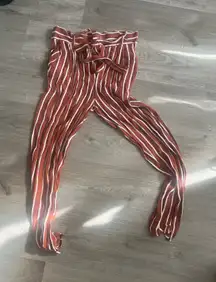 Forever 21 drawstring waist stripped pants size small 