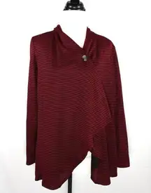 Red and Black Stripe Cardigan w/ Shawl Button Design NWT