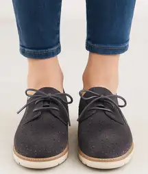 Bussola velvet Navy Lauren Pony Indigo women’s Perforated Lace Up Oxford  38