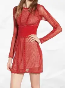 Free People NWT Cherry Mesh Lace Dress