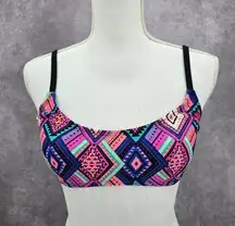 Xhilaration Black Geometric Boho Y2K Padded Adjustable Strap Bikini Top Small