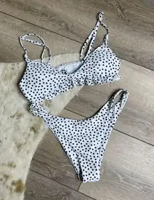 Polka Dot Ruffle High Cut Bikini Set