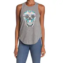 New Chaser Painted Skull Tri-Blend Muscle Tank Top Grey Size Small