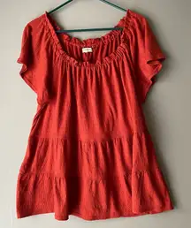 Max Studio sz M rust orange boho prairie mini‎ tent top