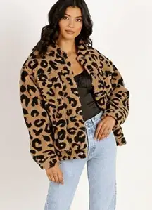 APPARIS Animal Print Leopard Faux Fur Fleece Teddy Jacket Small