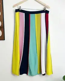 J.Crew  Sweater Midi Skirt in Rainbow Stripe NWT Large