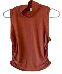 Lululemon  “see the horizon” turtleneck stretch Pima cotton burnt orange tank