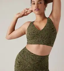 NWT Athleta Transcend Plunge Bra D-DD "Nina Animal Olive" Green / Black Medium