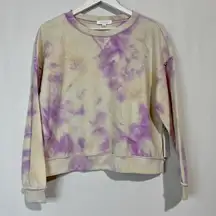 Women’s Reverse Tie Dye Long Sleeve Pullover Sweatshirt Purple Sz M NWT