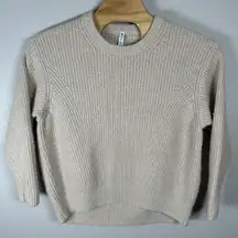 Athleta Sweater Womens Size XL Coconut Cream Tan Cascades Crew Wool Blend Ribbed