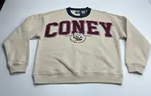 Coney Island Picnic Theater Company Graphic‎ Sweatshirt Womens Small Cream NEW