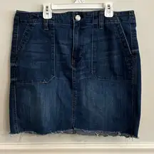 Seven7 Blue Denim Utility Raw Hem Pockets Skirt Size 8