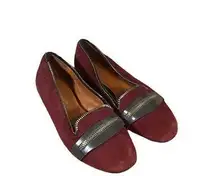 Rebecca Minkoff Maroon Suede Zippered Detail Flats Women SZ 7