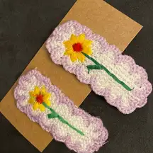 ROMWE Anime 2pcs Floral Embroidery Hair Clip - 256