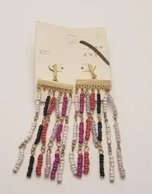 A New Day Women's 3 Inch Long Dangle Beaded Multi-Color Earrings