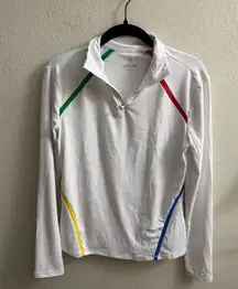 G/FORE Golf 1/4 Zip Performance Pullover Womens S White Colorblock Athletic