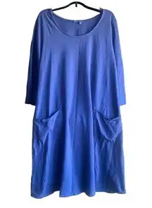 Fresh Produce 100% Cotton Blue Dalia Dress with Pockets. Size 1X.