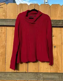 Jeanne Pierre Dark Red cowl neck sweater size large‎ fall winter Knit Minimalist
