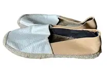 Rebecca Minkoff White/ Tan Snake Embossed Print Leather Espadrille Size 6