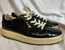 Ecco Womens Soft Sneakers Shoes Black Patent Leather Lace Up 40 EU - 9 / 9.5 US
