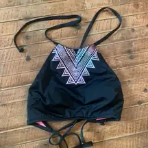 Victoria’s Secret Pink Aztec black halter tie XS swim top