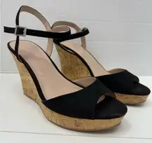 Charles By Charles David Black Cork Wedges size 8