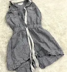 KATE Spade New York Broome Street Linen Blue‎ White Stripe Romper Size XS