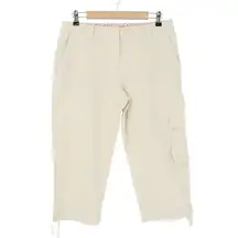 J.Jill NWT  Ivory Tie Leg Cargo Pocket Crop Capri Pants 10