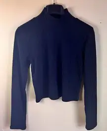 Aritzia‎ Wilfred Free Womens Black Cropped Mock Neck Ribbed Top Size Medium Goth