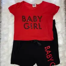 Charlotte Russe  Red and Black Babygirl Sequin Print Pajama Set