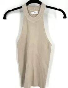 MNG Mango Knit Halter Tank Top XS Ribbed Tan Neutral Minimalist Basic Staple