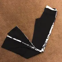Lululemon Black with Cream Floral Side Stripe Leggings