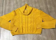 GBG Cropped Cowl Neck Golden Yellow Cable Knit Sweater Women's Size XS