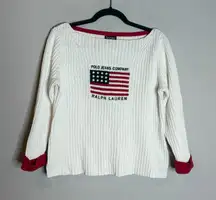Vtg Y2K Polo Jeans Ralph Lauren ribbed American Flag sweater