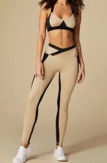 TAN LINES BY SIVAN AYLA Melrose Athletic Set M Black Beige Colorblock Crossback